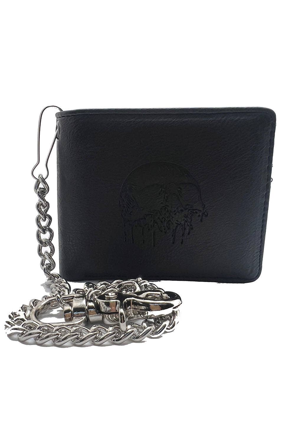 vampirefreaks - Portafoglio Bifold con Catena in Rilievo Teschio Drip