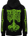 vampirefreaks - Felpa con cappuccio Zombie Rot Skeleton [Verde Mostro]