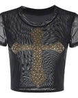 Top Mesh Golden Cross