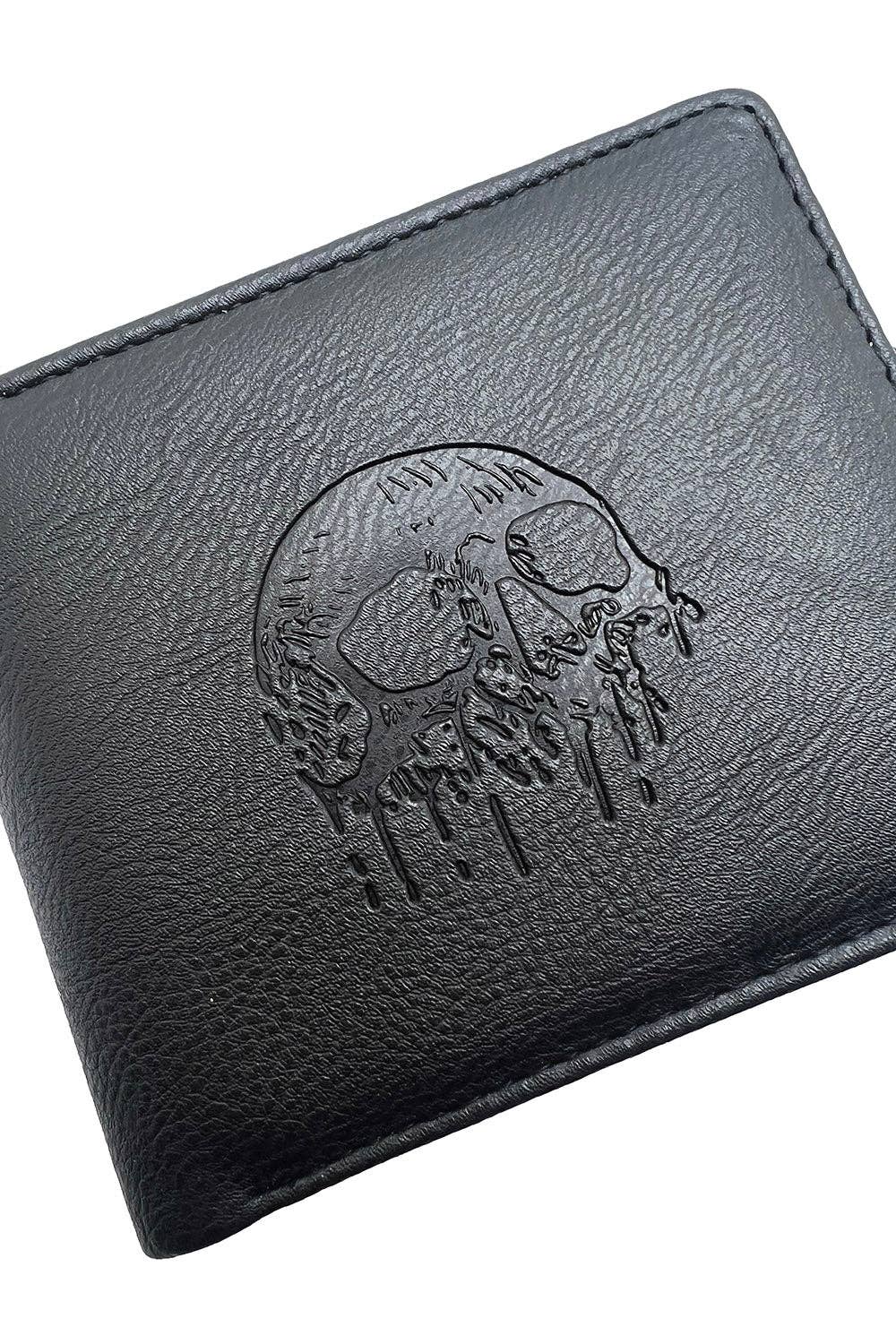 vampirefreaks - Portafoglio Bifold con Catena in Rilievo Teschio Drip