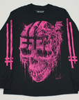 Godmachine Where is my mind: Big Pink Skull T-shirt unisex a maniche lunghe