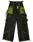 Pantaloni Cargo cybergoth Black & acid green