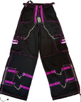 Pantaloni cargo cybergoth nero e rosa con lametta