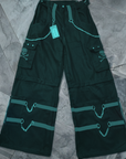 Pantaloni cargo cybergoth nero e rosa con lametta