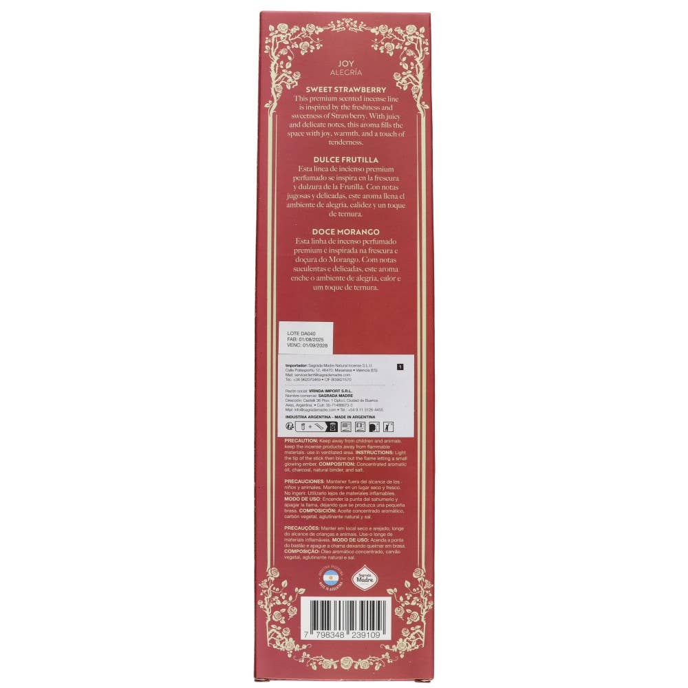 Vives de la Cortada S.L - Incenso Profumato Dolce Fragola - Sacra Madre