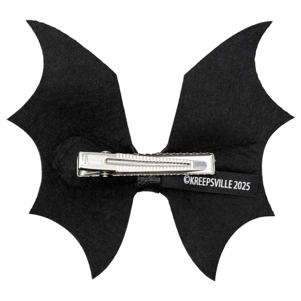 Kreepsville - Fiocco per capelli in PVC nero a forma di ali di pipistrello
