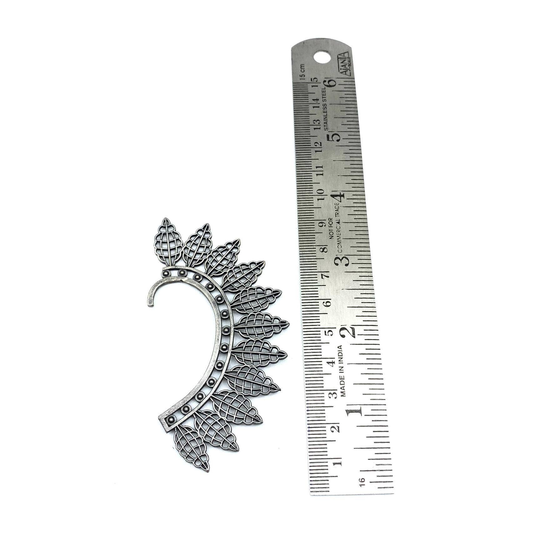 Quirky Fashions - Set di Orecchini a Foglia d'Argento Antico - Design Senza Piercing