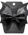 Kreepsville - Fiocco per capelli in PVC nero a forma di ali di pipistrello
