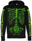 vampirefreaks - Felpa con cappuccio Zombie Rot Skeleton [Verde Mostro]