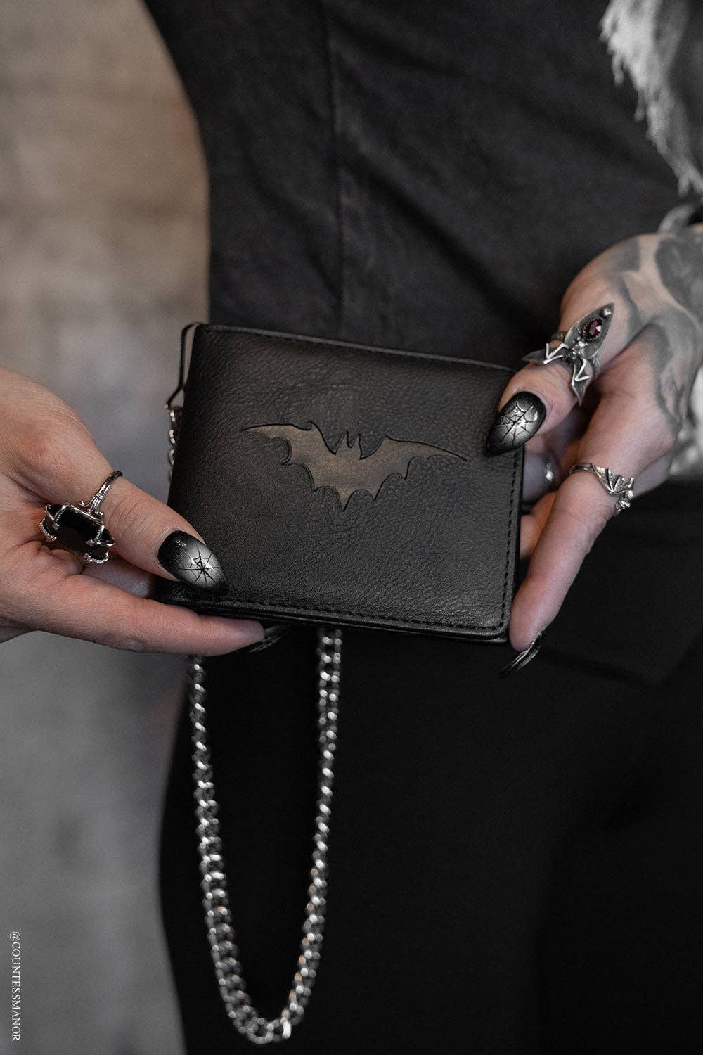 vampirefreaks - Portafoglio Bifold in Pelle con Catena