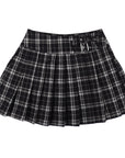 Front Zipper Red Plaid Skirt