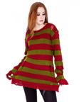 Maglione KEZIA DRESS - BURGANDY/OLIVE