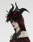 Punk rave diadema vampiresco corvo nero e rosso