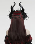 Punk rave diadema vampiresco corvo nero e rosso