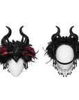 Punk rave diadema vampiresco corvo nero e rosso