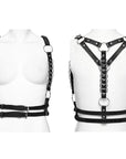 Punk rave Harness in ecopelle punk a doppia spalla