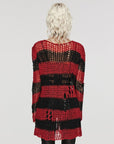 Punk rave Cardigan a maglia nero e rosso