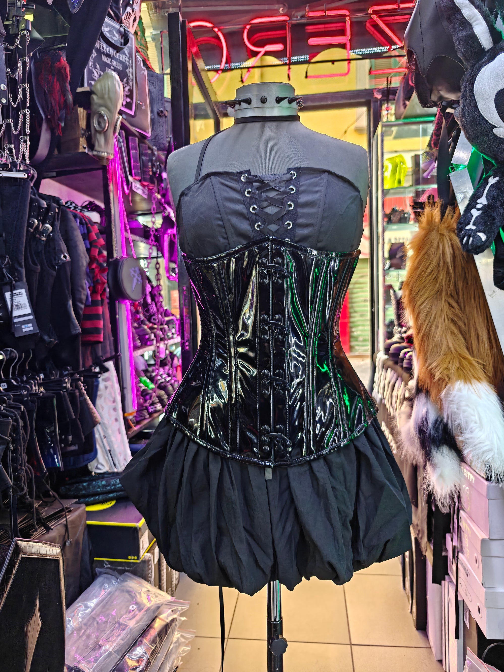 Corsetto underbust steccato in vinile Nero (sartoriale)