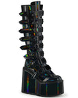 DEMONIACULT SWING-815 Black Holographic Patent Vegan Leather