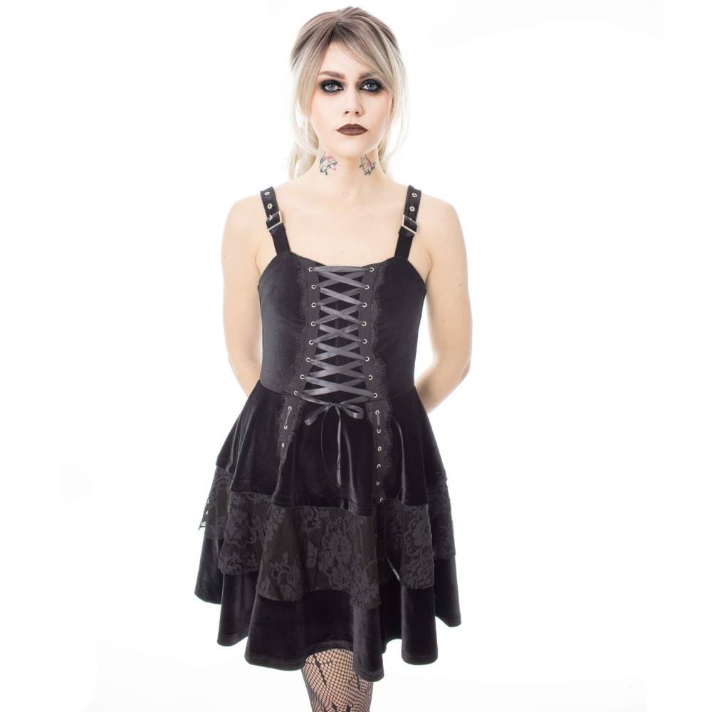 Poizen Industries - Nerissa Short Gothic Dress Black