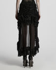 Punk Rave - Gonna asimmetrica in pizzo e chiffon arricciato stile gotico classico