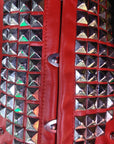 Corsetto underbust steccato in pelle e borchie Rosso (Sartoriale)