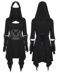 Punk Rave - Mini Vestito con cappuccio,cinturino con fibbia e punk cutout