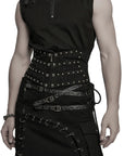 Punk Rave -  Cintura corsetto Goth da uomo con borchie, teschi e lacci sul retro