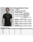 Punk Rave - Maglia a maniche corte in stile punk rave nero Gothic punk