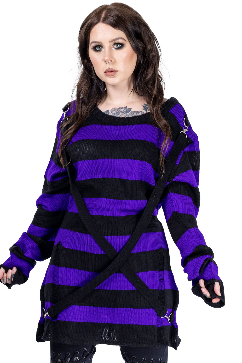 Heartless - Maglione Oriana Jumper (Black/ Purple)