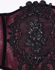 Punk Rave - Cintura Corsetto Borgogna con ricamo nero