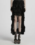Punk Rave - Gonna asimmetrica in pizzo e chiffon arricciato stile gotico classico