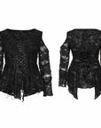 Punk Rave - Maglia con maniche a spalle scoperte, in pizzo gotico