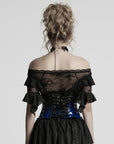 Punk Rave - Corsetto Underbust in vinile con colore a contrasto blu