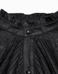 Punk rave - Camicia nera retrò in stile gotico con bordi arricciati