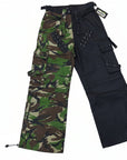 Pantalone Cargo bicolore camo/nero