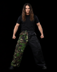 Pantalone Cargo bicolore camo/nero