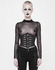 Punk Rave - corsetto pelle e rete Black Girdles