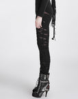 Punk rave - Leggings neri punk traforati con strappi