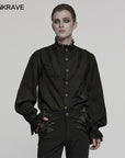 Punk rave - Camicia nera in chiffon con inserti di pizzo