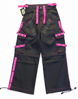 Pantalone Cargo studd nero inserti fuxia