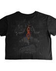 Rock Off T-shirt - Slipknot Ladies Crop Top: Ouija Belt (Black) (Back Print)