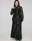 Punk Rave - Vestito gotico lungo decadent vintage con maniche di pizzo