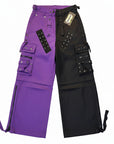 Pantalone Cargo bicolore viola/nero