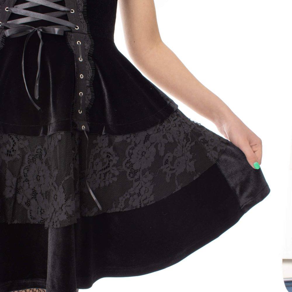 Poizen Industries - Nerissa Short Gothic Dress Black