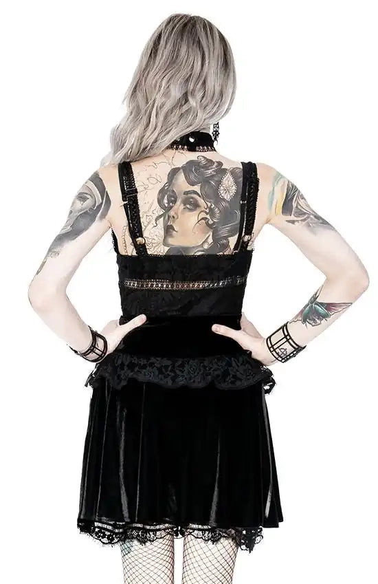 RESTYLE Minigonna in velluto con lacci e pentagramma