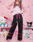 Pantalone Cargo cybergoth teschio rosa