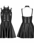 Punk Rave - Vestito strappato con giuntura in maglia (Sfondo Nero con ragnatele)