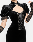 Vestito Cinese Nero Abito gotico con spacco alto e lacci