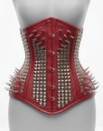 Corsetto underbust steccato in pelle e borchie Rosso (Sartoriale)